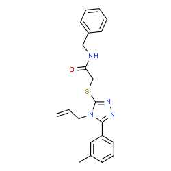 ChemSpider 2D Image | 2-{[4-Allyl-5-(3-methylphenyl)-4H-1,2,4-triazol-3-yl]sulfanyl}-N-benzylacetamide | C21H22N4OS