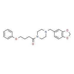 ChemSpider 2D Image | 1-[4-(1,3-Benzodioxol-5-ylmethyl)-1-piperazinyl]-4-phenoxy-1-butanone | C22H26N2O4