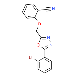 ChemSpider 2D Image | 2-{[5-(2-Bromophenyl)-1,3,4-oxadiazol-2-yl]methoxy}benzonitrile | C16H10BrN3O2