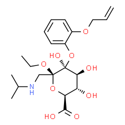 ChemSpider 2D Image | (2S,3S,4S,5S,6R)-5-[2-(Allyloxy)phenoxy]-6-ethoxy-3,4,5-trihydroxy-6-[(isopropylamino)methyl]tetrahydro-2H-pyran-2-carboxylic acid | C21H31NO9