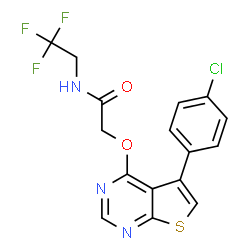 ChemSpider 2D Image | 2-{[5-(4-Chlorophenyl)thieno[2,3-d]pyrimidin-4-yl]oxy}-N-(2,2,2-trifluoroethyl)acetamide | C16H11ClF3N3O2S