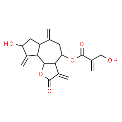 ChemSpider 2D Image | 8-Hydroxy-3,6,9-tris(methylene)-2-oxododecahydroazuleno[4,5-b]furan-4-yl 2-(hydroxymethyl)acrylate | C19H22O6