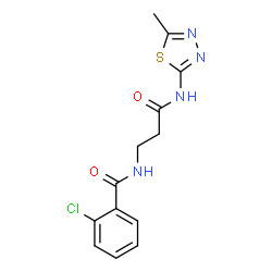 ChemSpider 2D Image | 2-Chloro-N-{3-[(5-methyl-1,3,4-thiadiazol-2-yl)amino]-3-oxopropyl}benzamide | C13H13ClN4O2S