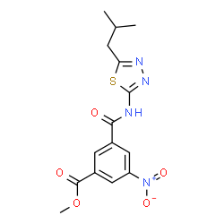 ChemSpider 2D Image | Methyl 3-[(5-isobutyl-1,3,4-thiadiazol-2-yl)carbamoyl]-5-nitrobenzoate | C15H16N4O5S