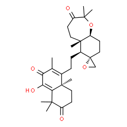 ChemSpider 2D Image | (4aR)-8-Hydroxy-1,1,4a,6-tetramethyl-5-{2-[(5aS,6S,7S,9aS)-2,2,5a-trimethyl-3-oxooctahydro-6H-spiro[1-benzoxepine-7,2'-oxiran]-6-yl]ethyl}-4,4a-dihydro-2,7(1H,3H)-naphthalenedione | C30H42O6