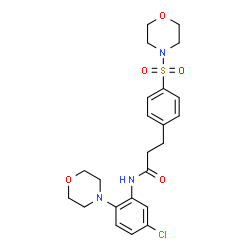 ChemSpider 2D Image | N-[5-Chloro-2-(4-morpholinyl)phenyl]-3-[4-(4-morpholinylsulfonyl)phenyl]propanamide | C23H28ClN3O5S