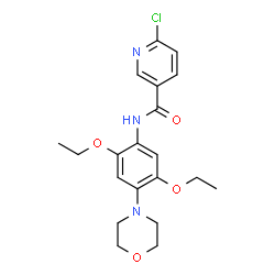 ChemSpider 2D Image | 6-Chloro-N-[2,5-diethoxy-4-(4-morpholinyl)phenyl]nicotinamide | C20H24ClN3O4
