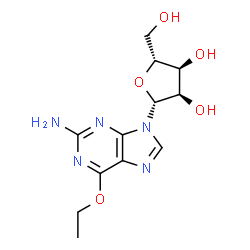 ChemSpider 2D Image | 6-Ethoxy-9-(beta-D-ribofuranosyl)-9H-purin-2-amine | C12H17N5O5