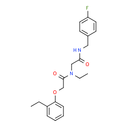 ChemSpider 2D Image | N~2~-Ethyl-N~2~-[(2-ethylphenoxy)acetyl]-N-(4-fluorobenzyl)glycinamide | C21H25FN2O3