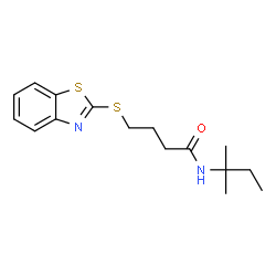 ChemSpider 2D Image | 4-(1,3-Benzothiazol-2-ylsulfanyl)-N-(2-methyl-2-butanyl)butanamide | C16H22N2OS2