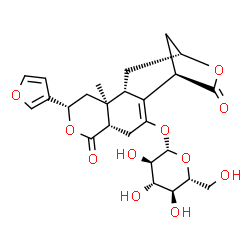 ChemSpider 2D Image | (1R,5S,8S,10S,11S,13R)-8-(3-Furyl)-10-methyl-6,15-dioxo-7,14-dioxatetracyclo[11.2.1.0~2,11~.0~5,10~]hexadec-2-en-3-yl beta-D-glucopyranoside | C25H30O11