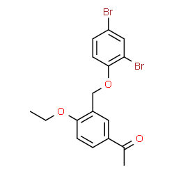 ChemSpider 2D Image | 1-{3-[(2,4-Dibromophenoxy)methyl]-4-ethoxyphenyl}ethanone | C17H16Br2O3