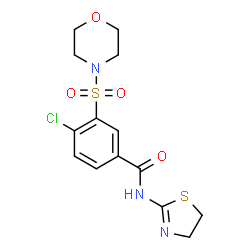 ChemSpider 2D Image | 4-Chloro-N-(4,5-dihydro-1,3-thiazol-2-yl)-3-(4-morpholinylsulfonyl)benzamide | C14H16ClN3O4S2