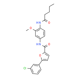 ChemSpider 2D Image | 5-(3-Chlorophenyl)-N-[3-methoxy-4-(pentanoylamino)phenyl]-2-furamide | C23H23ClN2O4