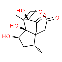 ChemSpider 2D Image | (2R,4S,5R,13R)-4,5,13-Trihydroxy-2,6,13-trimethyl-8-oxatricyclo[4.4.3.0~1,5~]tridecane-9,12-dione | C15H22O6