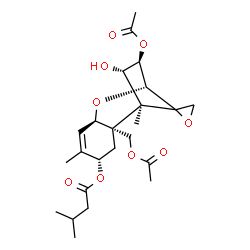 ChemSpider 2D Image | (3beta,4alpha,8alpha,12xi)-3,15-Diacetoxy-4-hydroxy-12,13-epoxytrichothec-9-en-8-yl 3-methylbutanoate | C24H34O9