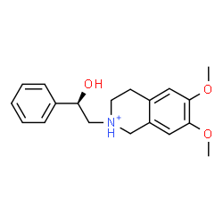 ChemSpider 2D Image | 2-[(2R)-2-Hydroxy-2-phenylethyl]-6,7-dimethoxy-1,2,3,4-tetrahydroisoquinolinium | C19H24NO3