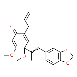 ChemSpider 2D Image | 2-Allyl-4-[1-(1,3-benzodioxol-5-yl)-1-propen-2-yl]-4,5-dimethoxy-2,5-cyclohexadien-1-one | C21H22O5