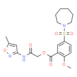 ChemSpider 2D Image | 2-[(5-Methyl-1,2-oxazol-3-yl)amino]-2-oxoethyl 5-(1-azepanylsulfonyl)-2-methoxybenzoate | C20H25N3O7S