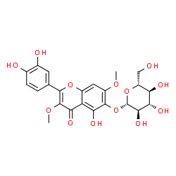 ChemSpider 2D Image | 2-(3,4-Dihydroxyphenyl)-5-hydroxy-3,7-dimethoxy-4-oxo-4H-chromen-6-yl beta-D-glucopyranoside | C23H24O13