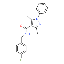 ChemSpider 2D Image | N-(4-Fluorobenzyl)-3,5-dimethyl-1-phenyl-1H-pyrazole-4-carboxamide | C19H18FN3O
