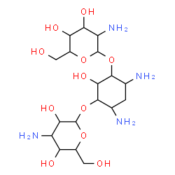 ChemSpider 2D Image | 4,6-Diamino-3-[(3-amino-3-deoxyhexopyranosyl)oxy]-2-hydroxycyclohexyl 2-amino-2-deoxyhexopyranoside | C18H36N4O11