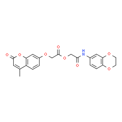 ChemSpider 2D Image | 2-(2,3-Dihydro-1,4-benzodioxin-6-ylamino)-2-oxoethyl [(4-methyl-2-oxo-2H-chromen-7-yl)oxy]acetate | C22H19NO8