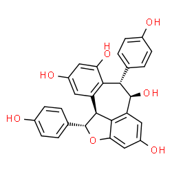 ChemSpider 2D Image | (1S,6R,7S,11bS)-1,7-Bis(4-hydroxyphenyl)-1,6,7,11b-tetrahydro-2-oxadibenzo[cd,h]azulene-4,6,8,10-tetrol | C28H22O7