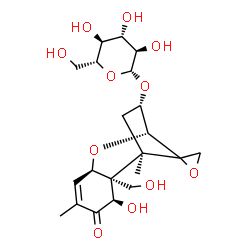 ChemSpider 2D Image | (3alpha,7beta,12xi)-7,15-Dihydroxy-8-oxo-12,13-epoxytrichothec-9-en-3-yl beta-D-glucopyranoside | C21H30O11