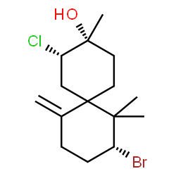 ChemSpider 2D Image | (2S,3R,8R)-8-Bromo-2-chloro-3,7,7-trimethyl-11-methylenespiro[5.5]undecan-3-ol | C15H24BrClO