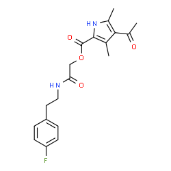 ChemSpider 2D Image | 2-{[2-(4-Fluorophenyl)ethyl]amino}-2-oxoethyl 4-acetyl-3,5-dimethyl-1H-pyrrole-2-carboxylate | C19H21FN2O4