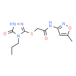ChemSpider 2D Image | N-(5-Methyl-1,2-oxazol-3-yl)-2-[(5-oxo-4-propyl-4,5-dihydro-1H-1,2,4-triazol-3-yl)sulfanyl]acetamide | C11H15N5O3S
