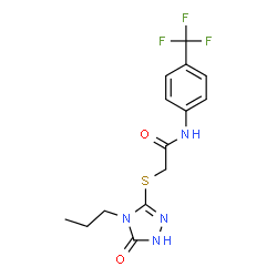 ChemSpider 2D Image | 2-[(5-Oxo-4-propyl-4,5-dihydro-1H-1,2,4-triazol-3-yl)sulfanyl]-N-[4-(trifluoromethyl)phenyl]acetamide | C14H15F3N4O2S