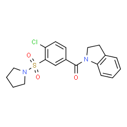 ChemSpider 2D Image | [4-Chloro-3-(1-pyrrolidinylsulfonyl)phenyl](2,3-dihydro-1H-indol-1-yl)methanone | C19H19ClN2O3S