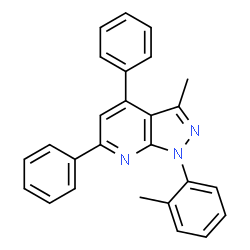 ChemSpider 2D Image | 3-Methyl-1-(2-methylphenyl)-4,6-diphenyl-1H-pyrazolo[3,4-b]pyridine | C26H21N3