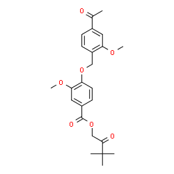 ChemSpider 2D Image | 3,3-Dimethyl-2-oxobutyl 4-[(4-acetyl-2-methoxybenzyl)oxy]-3-methoxybenzoate | C24H28O7