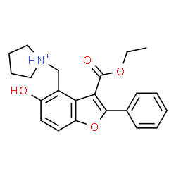 ChemSpider 2D Image | 1-{[3-(Ethoxycarbonyl)-5-hydroxy-2-phenyl-1-benzofuran-4-yl]methyl}pyrrolidinium | C22H24NO4