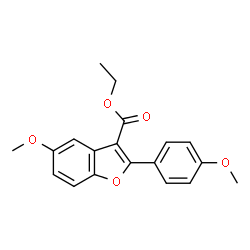 ChemSpider 2D Image | Ethyl 5-methoxy-2-(4-methoxyphenyl)-1-benzofuran-3-carboxylate | C19H18O5