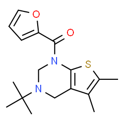 ChemSpider 2D Image | (3-tert-Butyl-5,6-dimethyl-3,4-dihydrothieno[2,3-d]pyrimidin-1(2H)-yl)(2-furyl)methanone | C17H22N2O2S