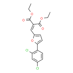 ChemSpider 2D Image | Diethyl {[5-(2,4-dichlorophenyl)-2-furyl]methylene}malonate | C18H16Cl2O5