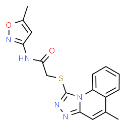 ChemSpider 2D Image | N-(5-Methyl-1,2-oxazol-3-yl)-2-[(5-methyl[1,2,4]triazolo[4,3-a]quinolin-1-yl)sulfanyl]acetamide | C17H15N5O2S