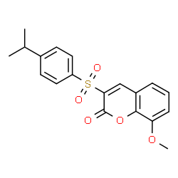 ChemSpider 2D Image | 3-[(4-Isopropylphenyl)sulfonyl]-8-methoxy-2H-chromen-2-one | C19H18O5S