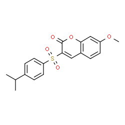 ChemSpider 2D Image | 3-[(4-Isopropylphenyl)sulfonyl]-7-methoxy-2H-chromen-2-one | C19H18O5S