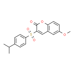 ChemSpider 2D Image | 3-[(4-Isopropylphenyl)sulfonyl]-6-methoxy-2H-chromen-2-one | C19H18O5S