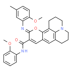 ChemSpider 2D Image | (11Z)-11-[(2-Methoxy-5-methylphenyl)imino]-N-(2-methoxyphenyl)-2,3,6,7-tetrahydro-1H,5H,11H-pyrano[2,3-f]pyrido[3,2,1-ij]quinoline-10-carboxamide | C31H31N3O4
