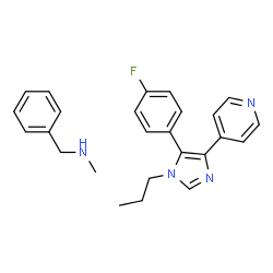 ChemSpider 2D Image | N-Methyl-1-phenylmethanamine - 4-[5-(4-fluorophenyl)-1-propyl-1H-imidazol-4-yl]pyridine (1:1) | C25H27FN4