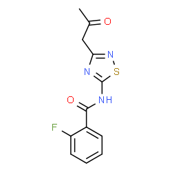 ChemSpider 2D Image | 2-Fluoro-N-[3-(2-oxopropyl)-1,2,4-thiadiazol-5-yl]benzamide | C12H10FN3O2S