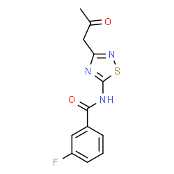 ChemSpider 2D Image | 3-Fluoro-N-[3-(2-oxopropyl)-1,2,4-thiadiazol-5-yl]benzamide | C12H10FN3O2S