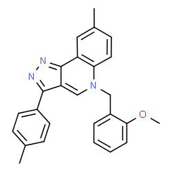 ChemSpider 2D Image | 5-(2-Methoxybenzyl)-8-methyl-3-(4-methylphenyl)-5H-pyrazolo[4,3-c]quinoline | C26H23N3O