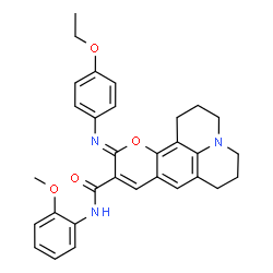 ChemSpider 2D Image | (11Z)-11-[(4-Ethoxyphenyl)imino]-N-(2-methoxyphenyl)-2,3,6,7-tetrahydro-1H,5H,11H-pyrano[2,3-f]pyrido[3,2,1-ij]quinoline-10-carboxamide | C31H31N3O4